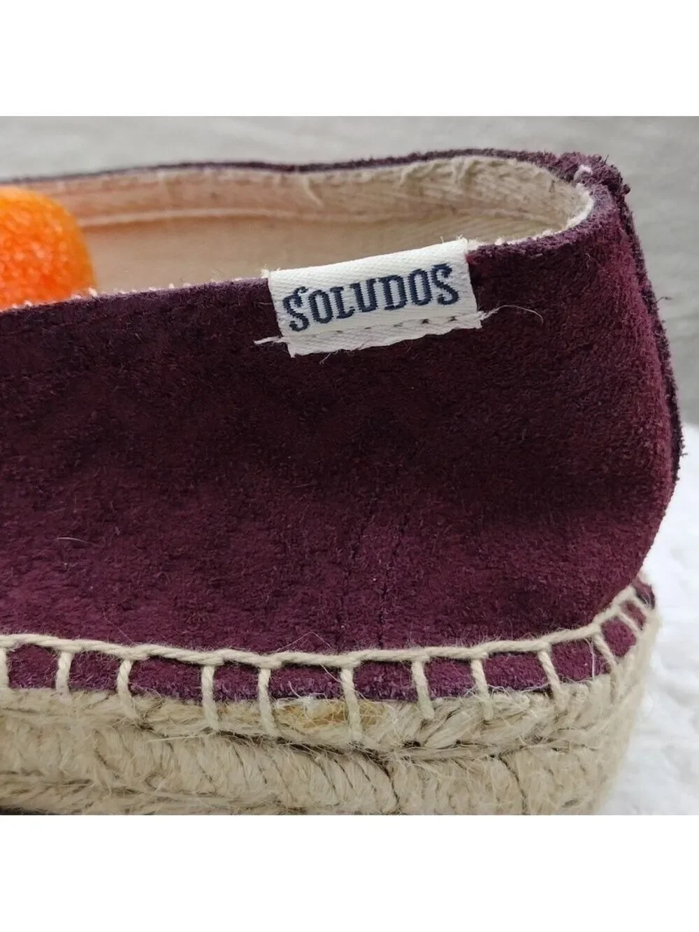 Soludos Burgundy Stitched Suede Leather Almond Toe Espadrille Platform Shoe